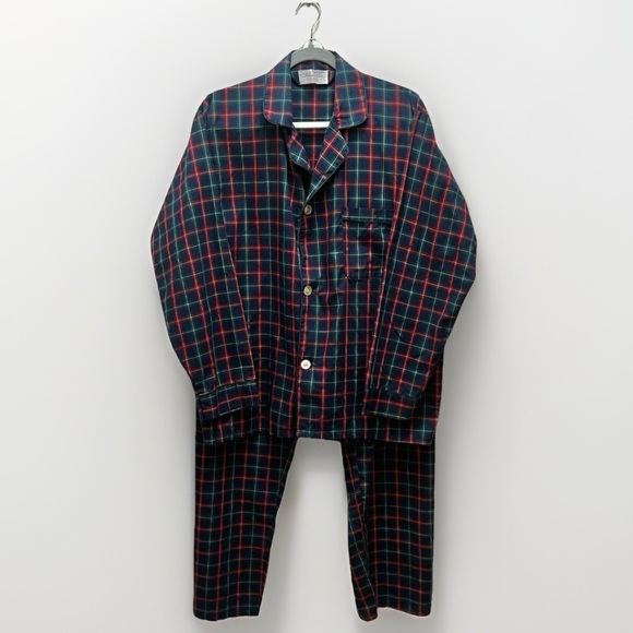 Oscar de la Renta Men’s M/L Pajamas Set Blue Red Plaid Designer Luxury Sleepwear - Picture 2 of 16